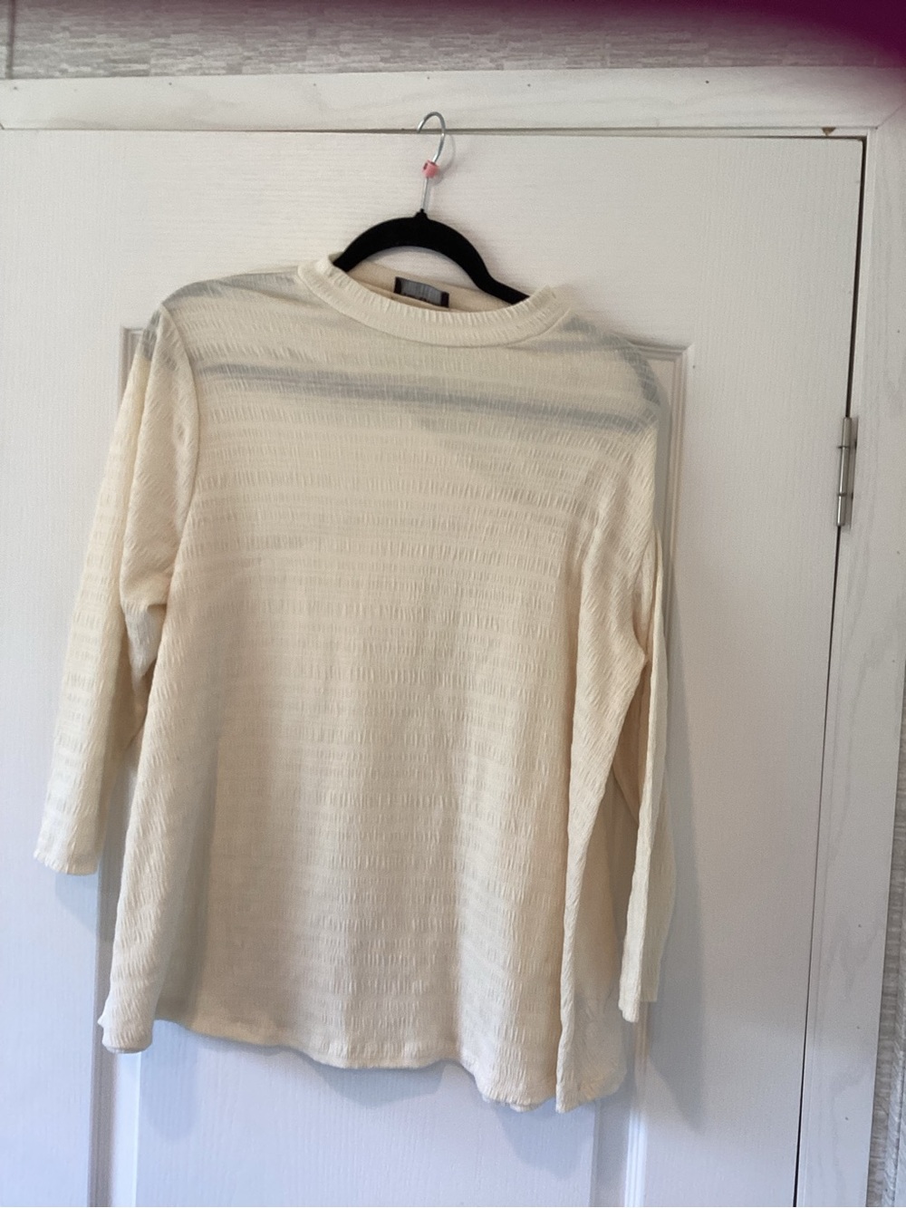 Lane Bryant Cream Long Sleeve Textured Top 14/16 EUC